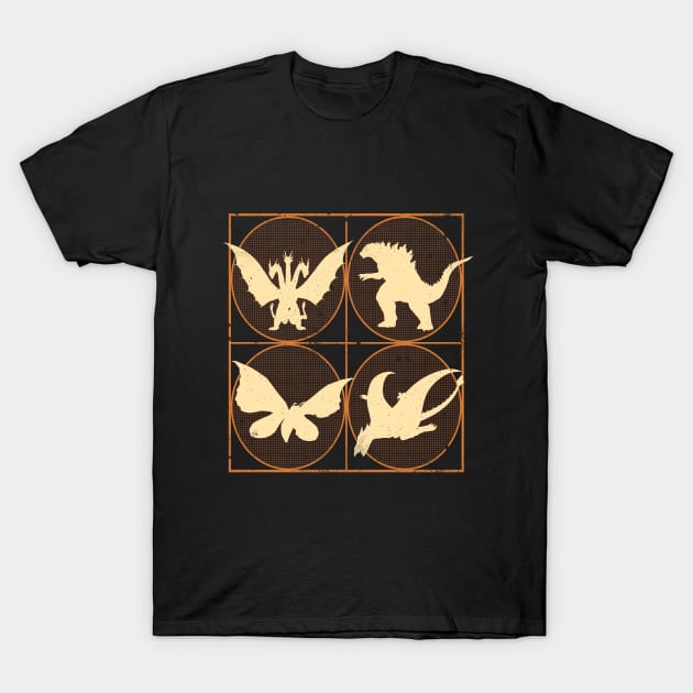 Kaiju - Monsters (Aged) T-Shirt by VanHand